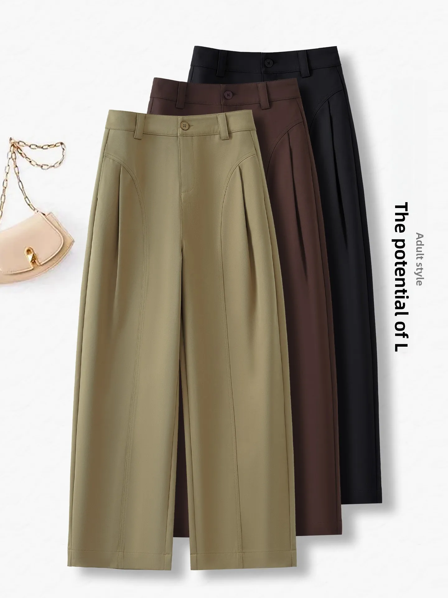 

High Waist Straight Leg Pants Women's Casual Wide Leg Basse Pants Spring Autumn 2026 New Style Fashionable Slimming Knife Pants