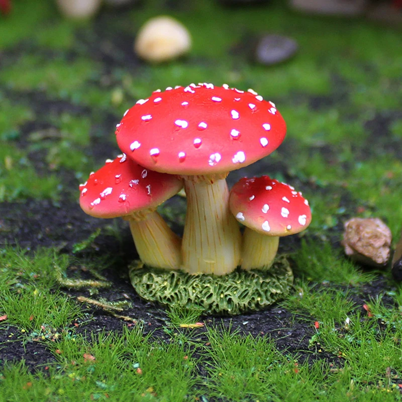 New 1/3PCS/set Simulated Mushroom Ornaments Garden Resin Flower POTS Decorated Moss Microlandscape Home Decoration Accessories