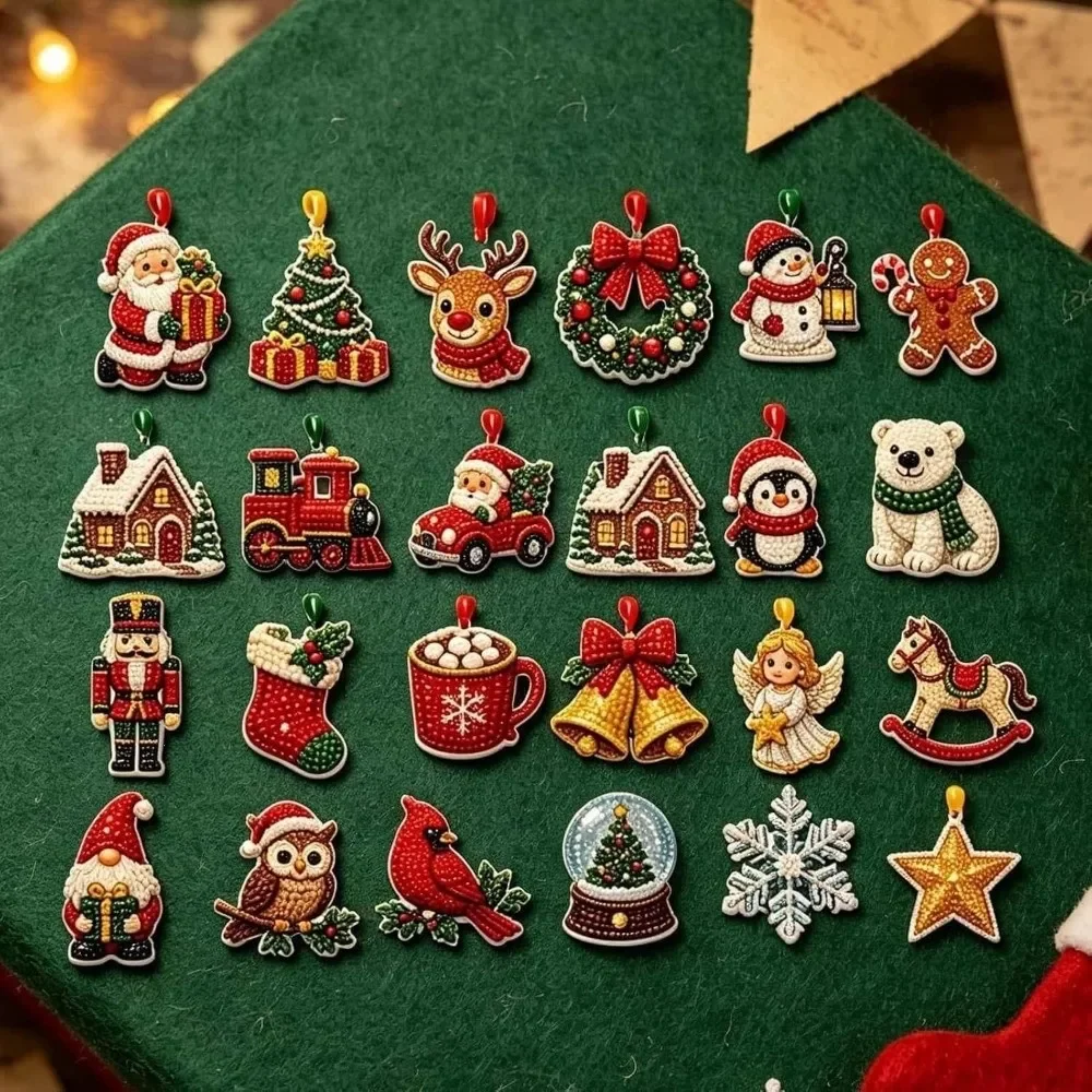 New Shiny Christmas Tree Hanging Ornaments Handmade Craft Gift Box Set Kit Very Beautiful Decorations