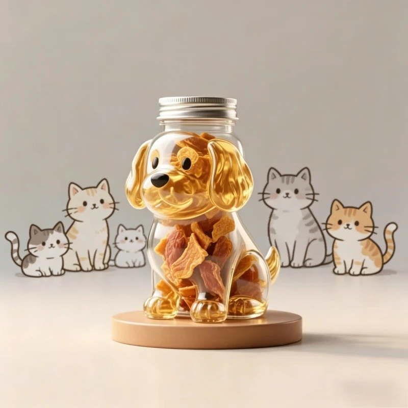 Dog Shape Airtight Pet Food Storage Jar Transparent Container for Dog Treats & Cat Snacks
