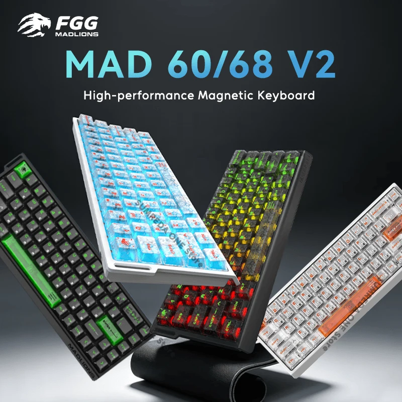 Madlions mad60 V2 Mad60he Mad68 V2 Mad68 HE Magnetic Mechanical Keyboard Wired Game Keyboard 60% Hotswap RGB 8K Gamer Keyboard