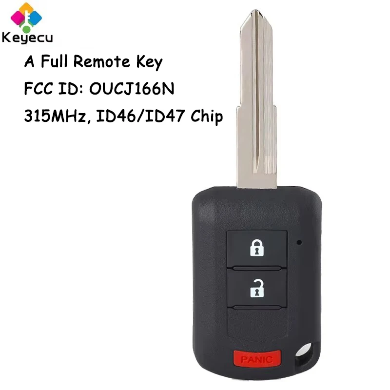 KEYECU Remote Control Key With 3 Buttons 315MHz ID46 ID47 Chip for Mitsubishi Eclipse 2018-2021 Outlander 2016-2019 Fob OUCJ166N