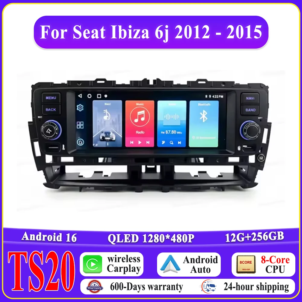 Carplay 6.86" para Seat Ibiza 6j 2012 - 2015 Pantalla Táctil Multimedia SWC BT Radio de Coche Android Unidad Principal Navegación Automática Estéreo 1
