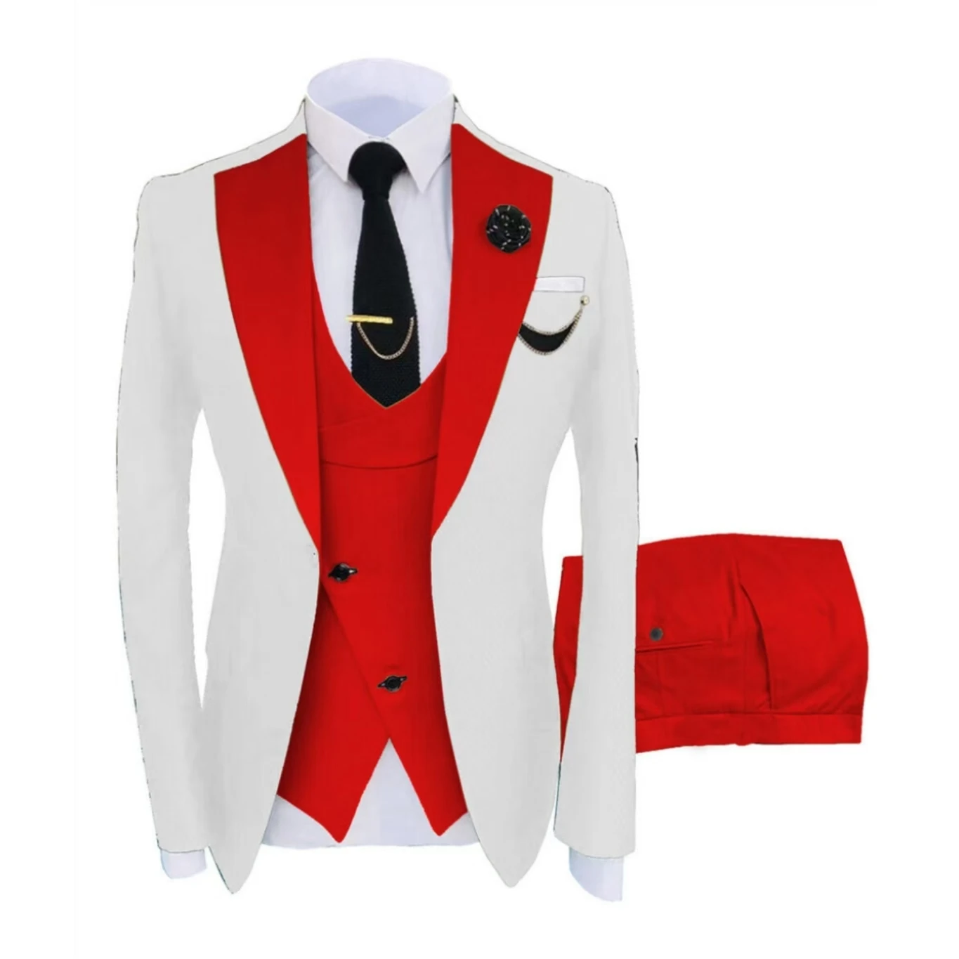 Formalne męskie eleganckie proste 3-częściowe zestawy marynarki z kamizelką i spodniami Garnitury smokingowe z 1 guzikiem Garnitur smokingowy Slim Fit Moda Ślub Impreza