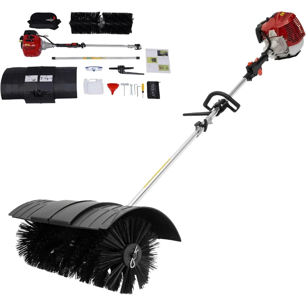 

52cc Handheld Lawns Sweeper 2-Stroke Air Cooled Fuel Engine Gas Power Sweeping Broom Machine for Artificial Turf Grass, Gravel,