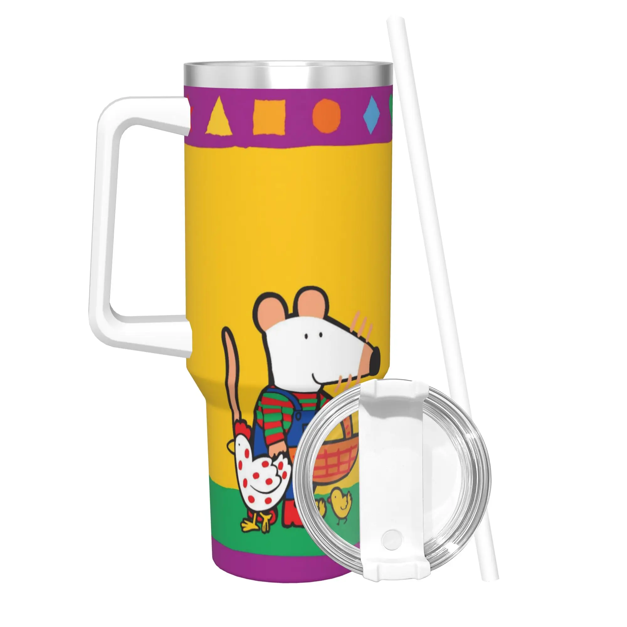 Maisy Mouse Tumbler With Straw  Stainless Steel Mugs Cup Double Wall Vacuum Insulated for Cold Or Hot 40oz