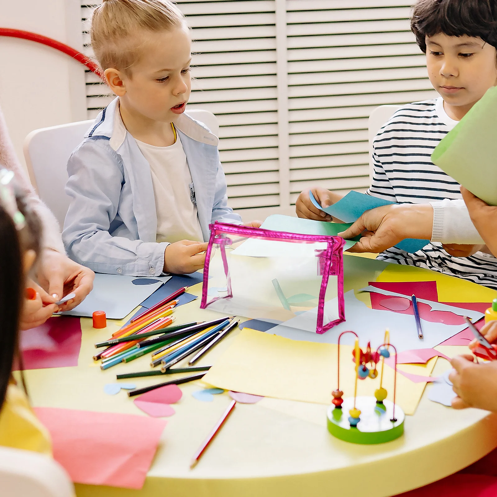 مقلمة شفافة بسحاب رفيع وواضح ومنظم قرطاسية وحقيبة أقلام رصاص ذات سعة كبيرة لقلم مكتب الامتحانات #1