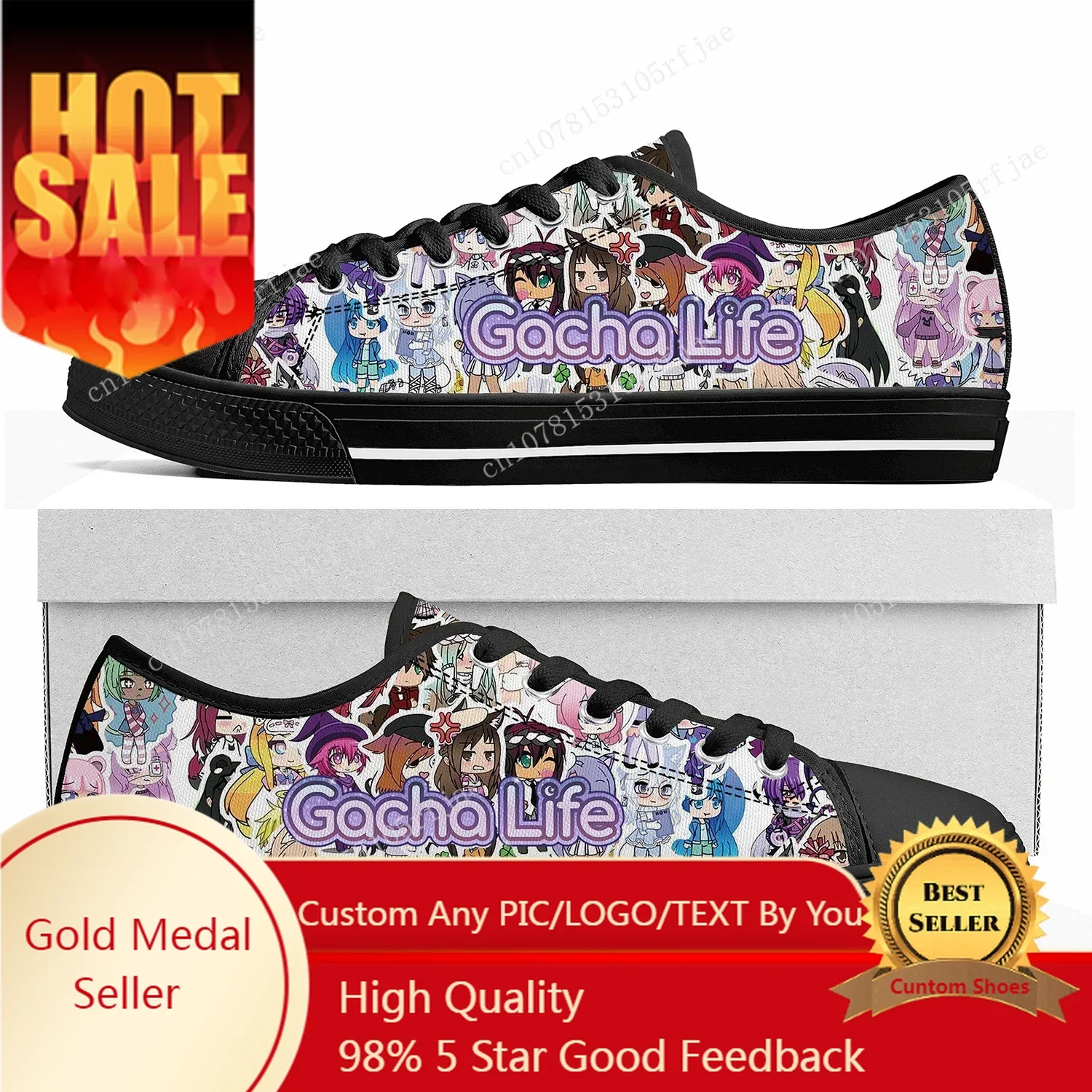 

Gacha Life Custom Low Top Sneakers Hot Cartoon Game Womens Mens Teenager Shoes Casual Custom Canvas Sneaker