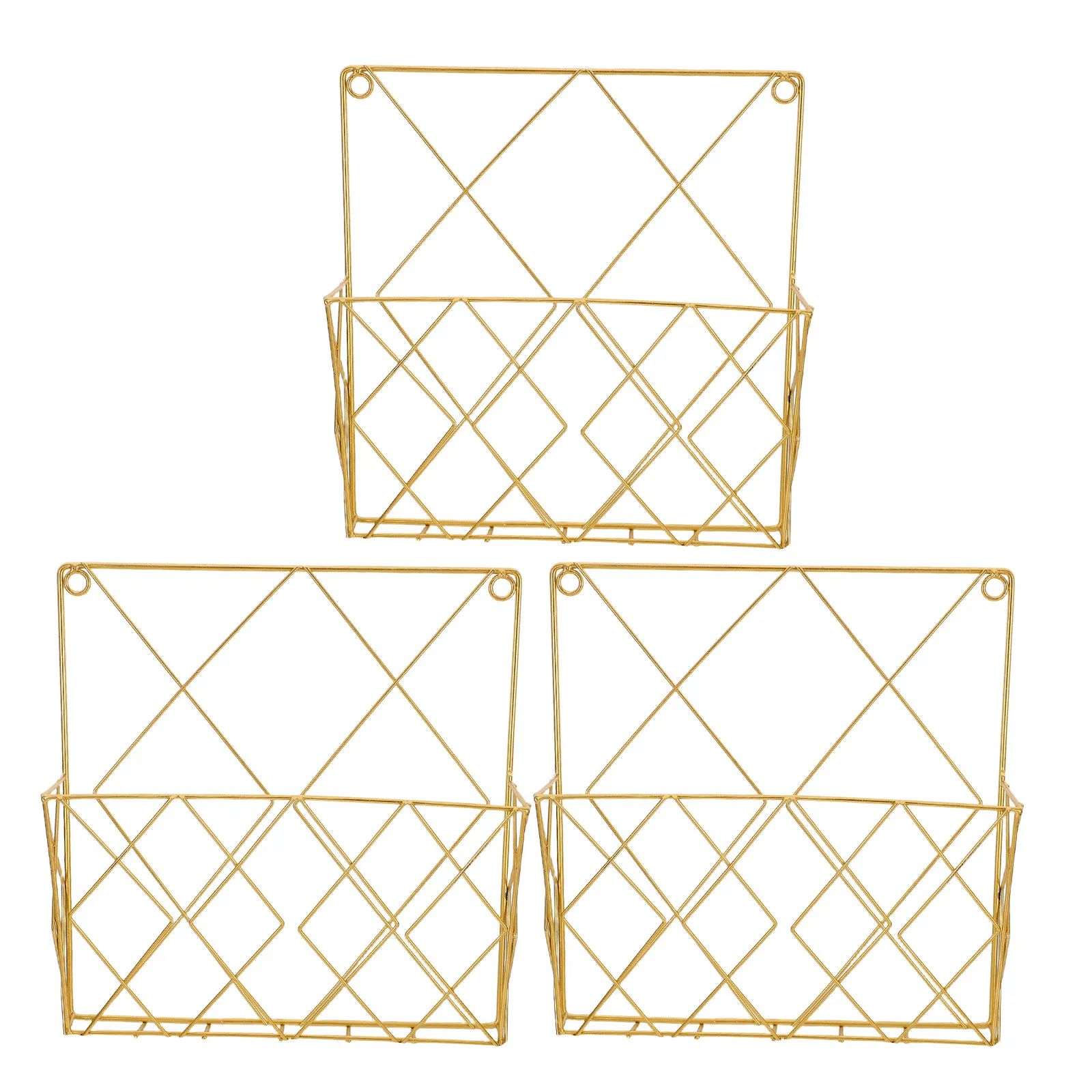 3 pcs Desktop Document Organizer File Holder Office Storage Rack Halloween Christmas New Year Wall Mounted Mesh Metal Mail