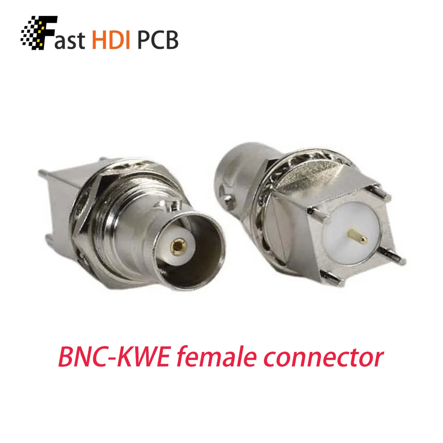 BNC Female Vertical PCB Mount Connector BNC-KWE-KYWE 50 Ohm 4 Pin Through Hole Jack with Nut Washer for Oscilloscope RF Circuit
