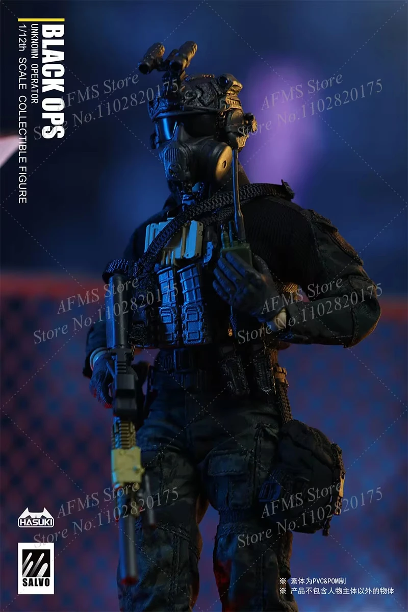 1/12 Collectibles Black OPS Night Action Team Full Set 6Inch Men Soldier Action Figure Body Models Toys