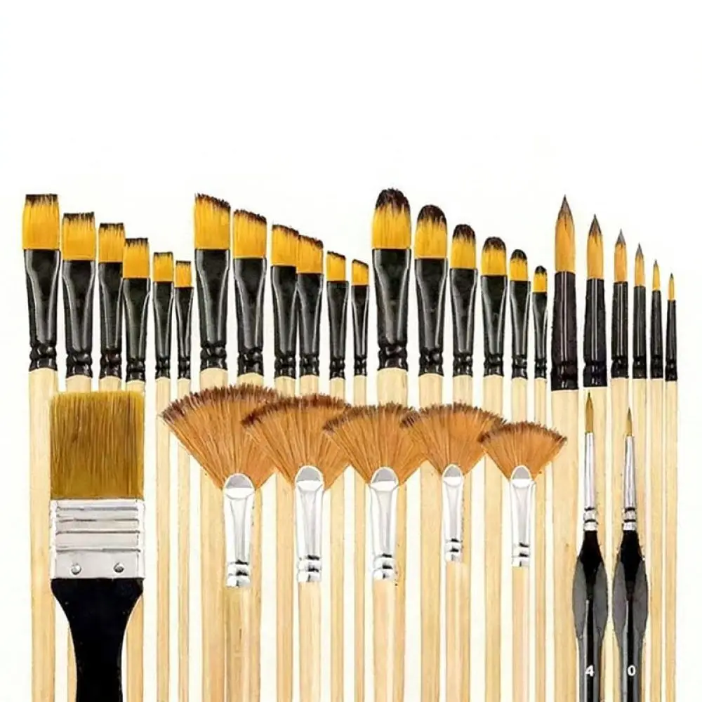 Professional Art Paint Brush Set Nylon Hair Watercolor Oil Acrylic Painting Tool For Fine Detail Craft Drawing Supplies Kit