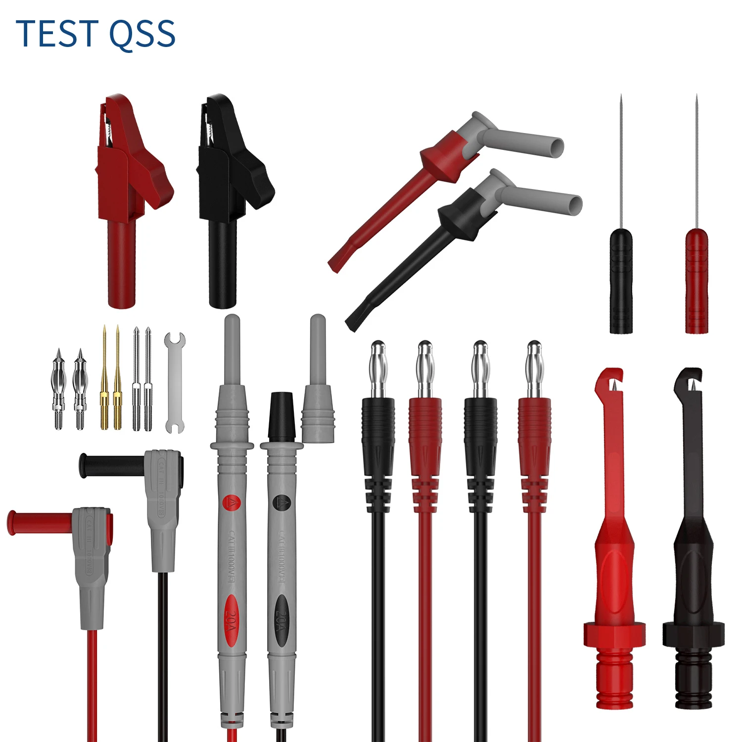 

QSS Multimeter Test Lead with Replaceable Probe Tip Set Test Hook Test Probe for Precision Electrical Testing
