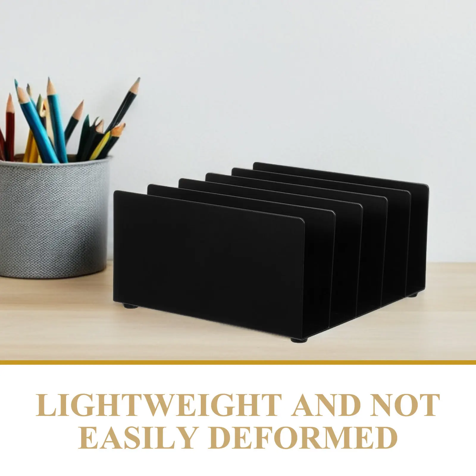 Sturdy Black Metal Letter Holder for Desk Desktop Mail Organizer File Sorter Document Storage Rack Office Home Workspace