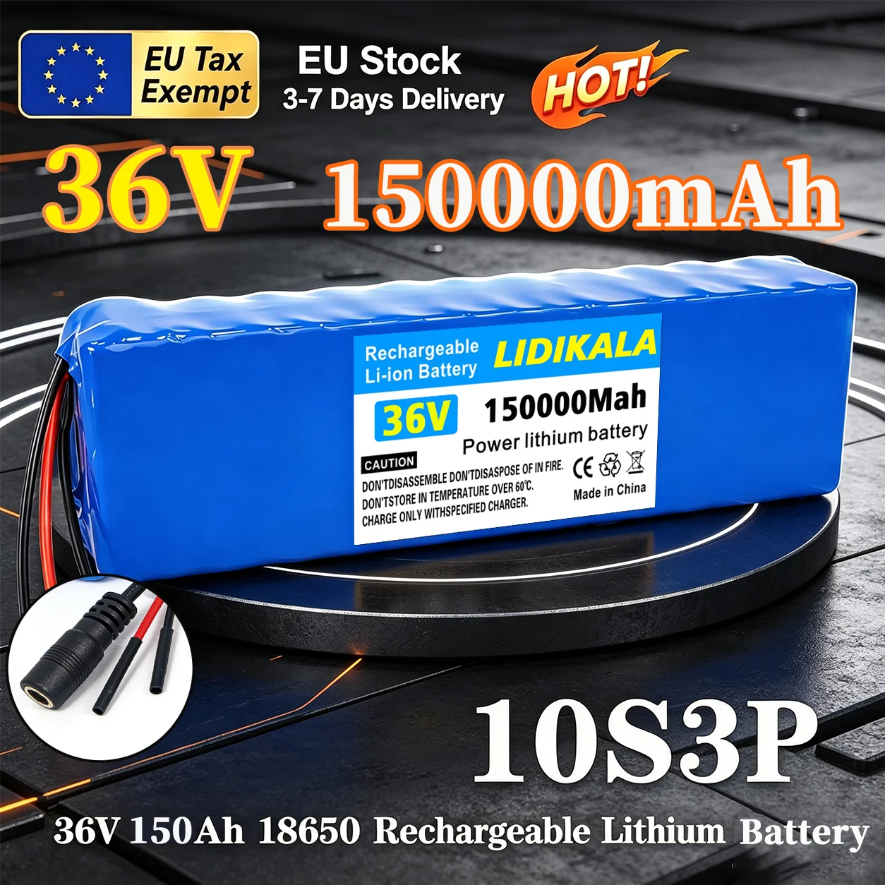 Image of 36V Lithium-Ionen-Akku 150Ah 10S3P 18650 Akku mit integrierter BMS-Schutzplatte 500W wiederaufladbarer Akku geeignet für FIIDO D1/D2/D2S D4S klappbares Elektromoped, Stadtfahrrad, Elektroroller.