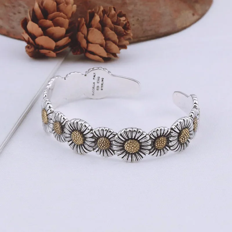 Boutique Trendy 925 Silver Daisies Small Crowd Design Simple Sunflower Bracelet Clothing Accessories Gift Jewelry