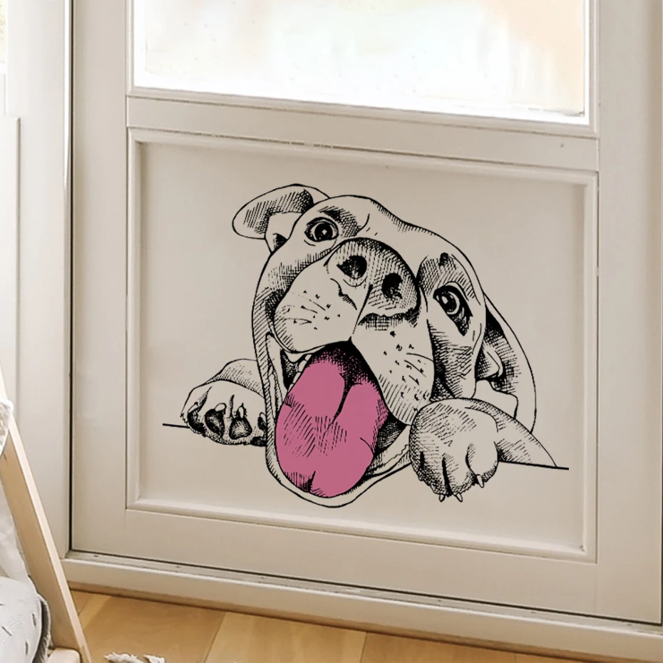 

Watercolor Cartoon Cute Cheerful Dog Wall Stickers Animals Kids Room Wall Decals Decorative Sticker for Wall