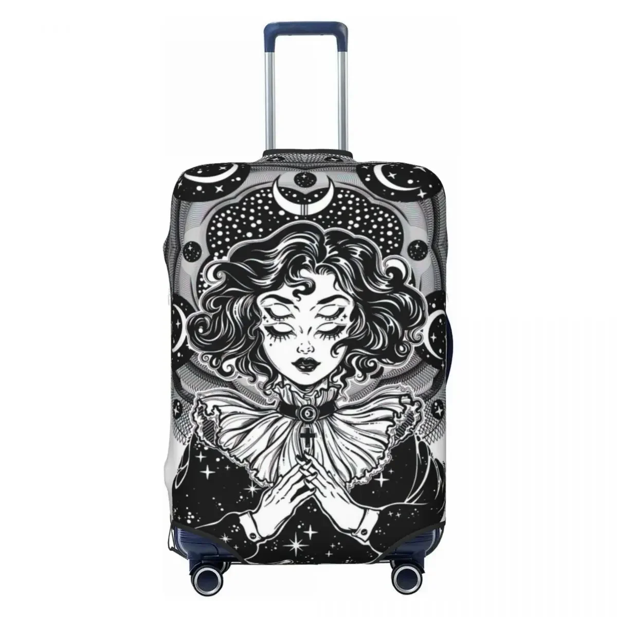 Girl Portrait With Four Eyes, Sacred Space Circle Luggage Protective Dust Covers Elastic Waterproof 18-32inch Suitcase Cover