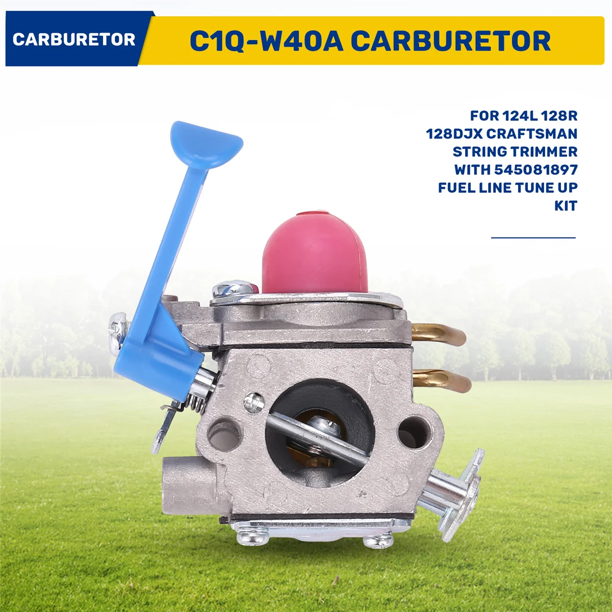 A99U C1Q-W40A Carburetor for Husqvarna 124L 128R 128DJX Craftsman String Trimmer with 545081897 Fuel Line Tune Up Kit