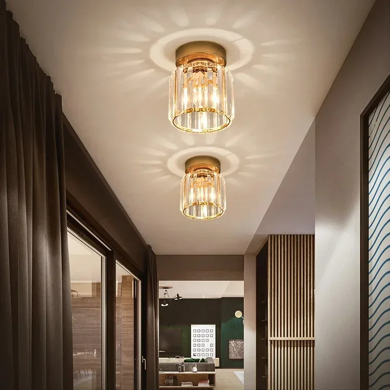 Luxury Crystal Ceiling Light for Corridor Balcony Aisle Home Foyer Kitchen Channel Track Lighting Fixture