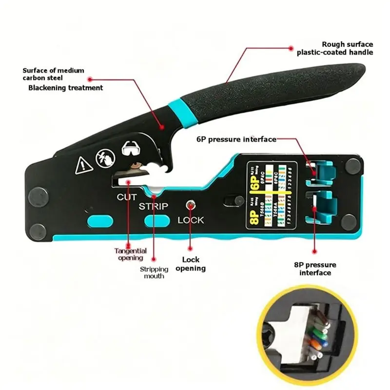 [B24B!】 Dual Use For RJ45 Punch Down Tool 6088 Through Hole Wire Crimper 8P6P For RJ45 Crystal Head Network Cable Crimping Plier