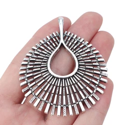 5pcs Silver Color Boho Large Thread Fence Charms Pendants for Necklace Jewelry Making Findings