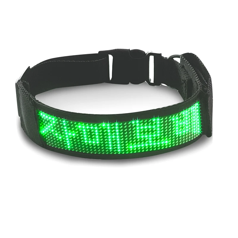 Adjustable Free Size Luminous LED Pet Collar Waterproof USB LED Light Up Safety Dog Collar Programmable LED Display Dog Collars