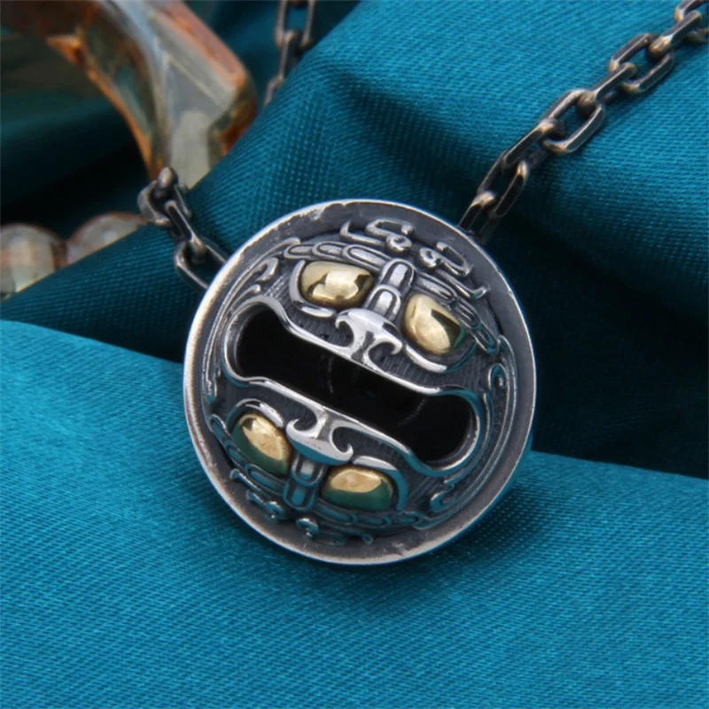

Ethnic Style Divine Beast Taotie Pendant Male Sweater Chain Personality Golden Bell Necklace For Men Jewelry