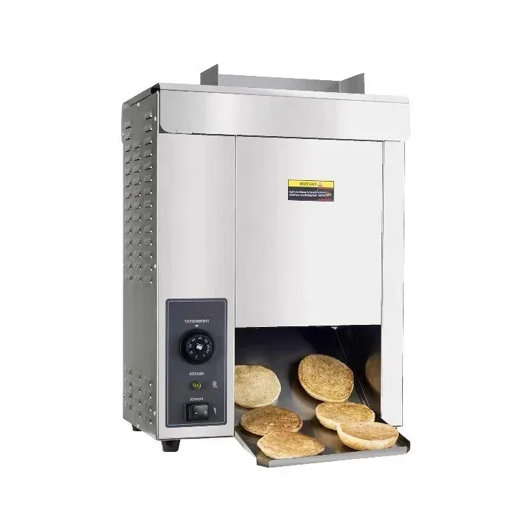 Tostadora transportadora eléctrica, horno comercial para hornear pan, sándwich, hamburguesa, máquina automática para moños