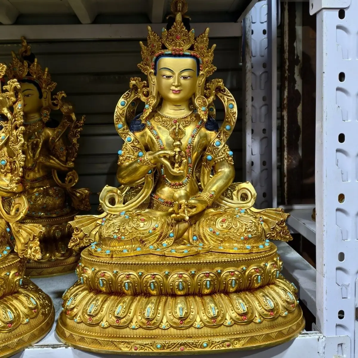 1 foot 5 Sakyamuni Four Arms Guanyin Manjushri Gilt Buddha Statue 15 inches 47 cm High Seiko Buddha Object