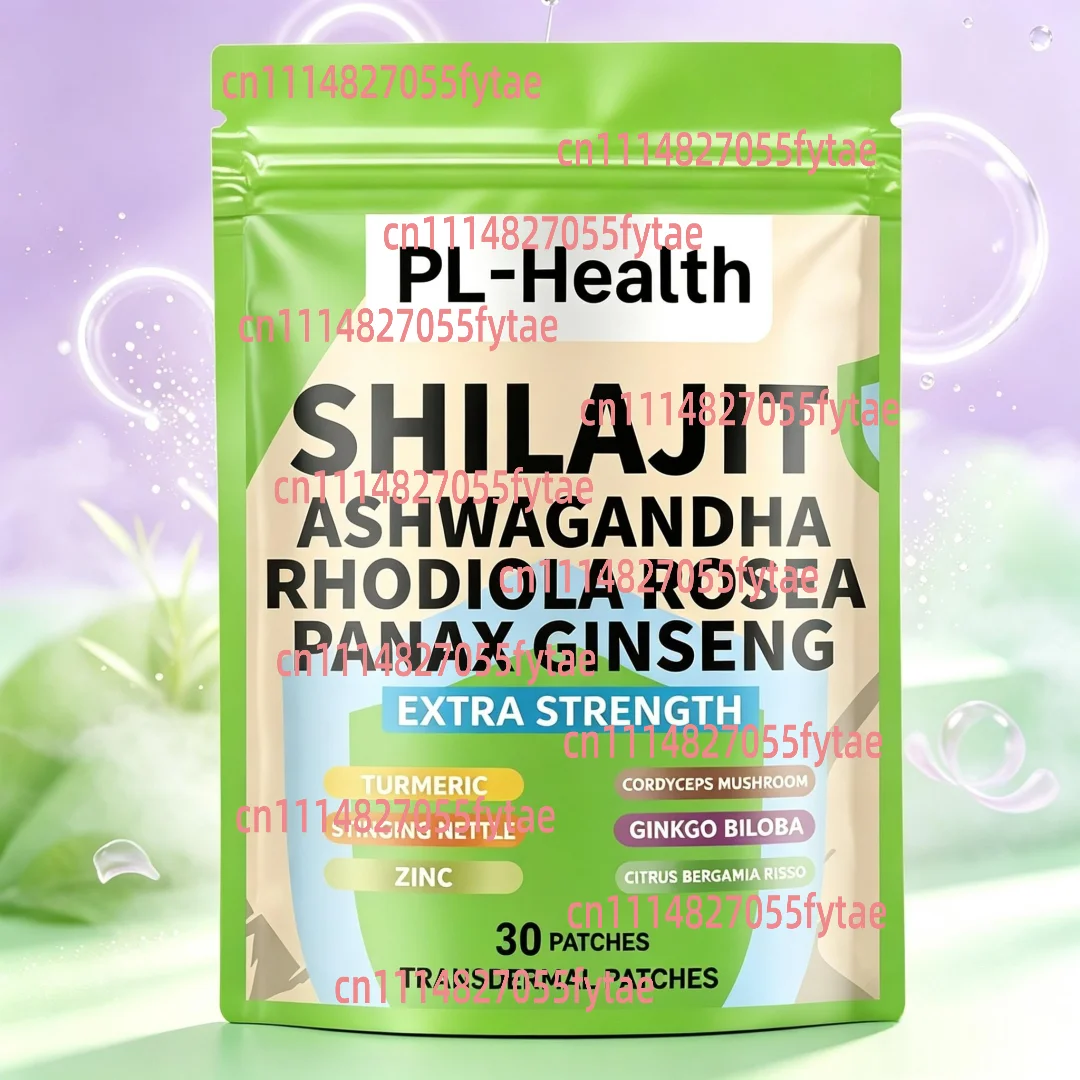 30 Patches Shilajit Transdermal Patches With Ginseng, Cordyceps Mushroom to Enhance Energy and Immune Support