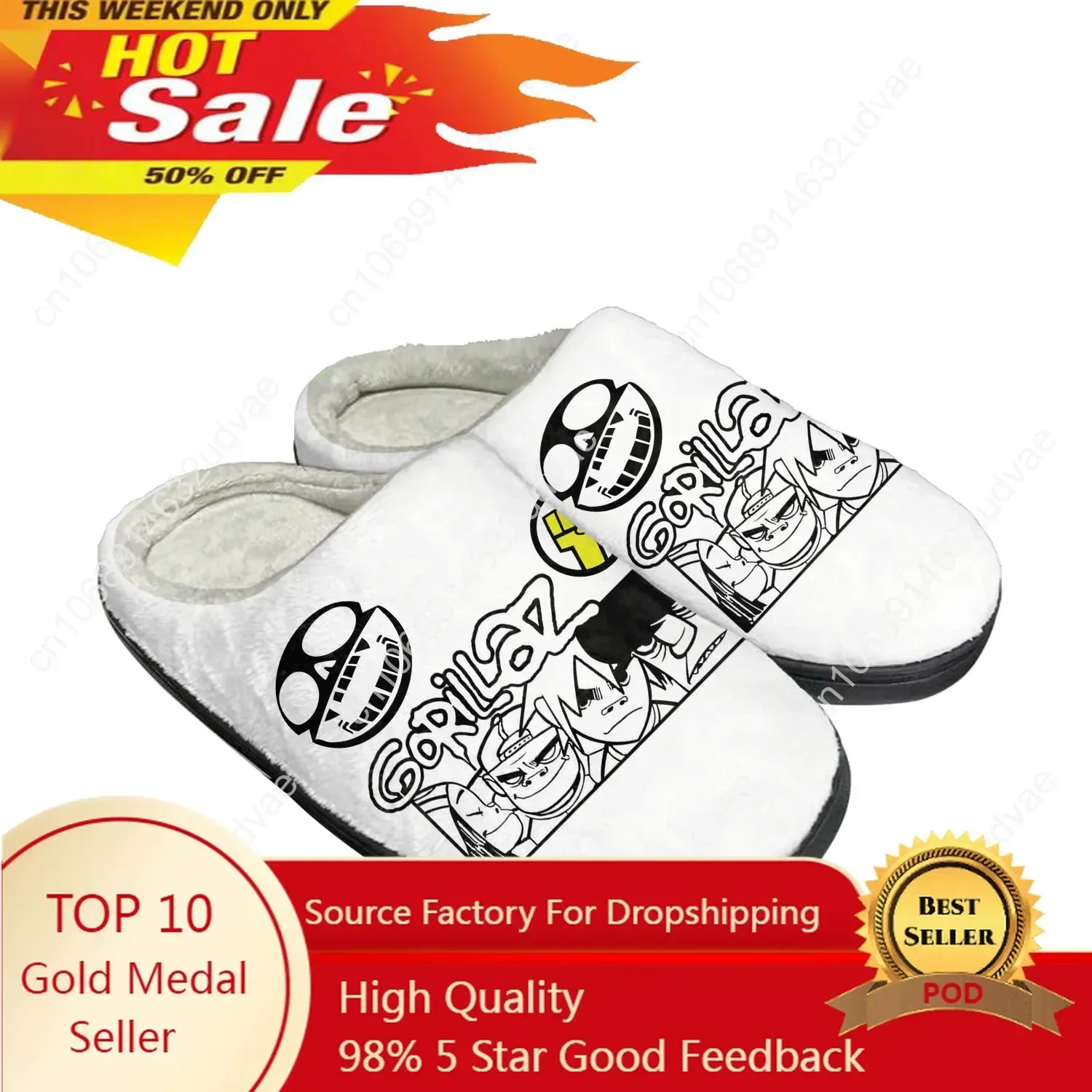 

Gorillaz Home Cotton Slippers High Quality Plush Bedroom Keep Warm Shoes Mens Womens Youth Boy Girl Customized Thermal Slipper