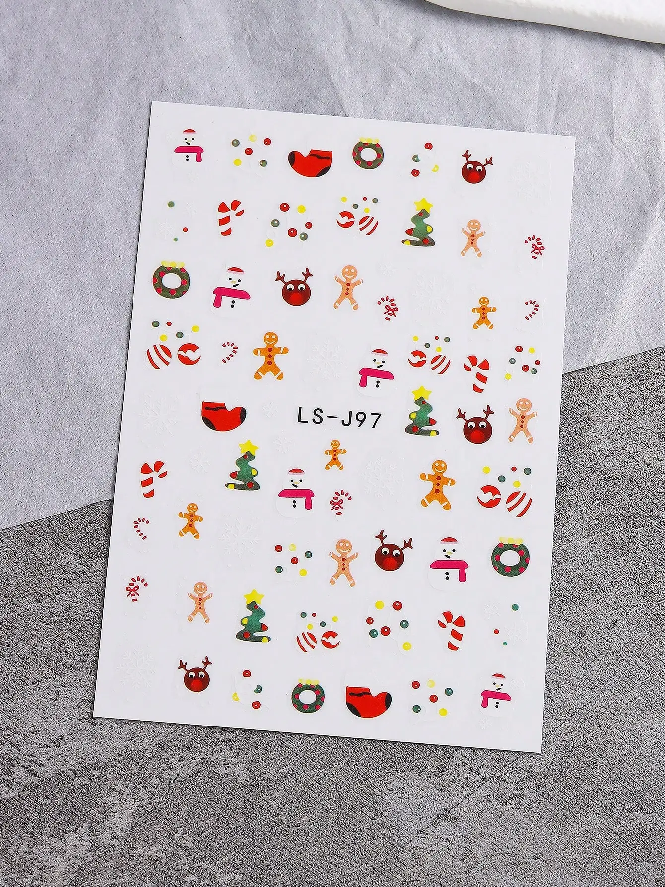 4 شكوك Weihnachts-Dekoraufkleber مع Weihnachtsmann، Schneemann، Pinguin، Elch، Lebkuchenmann، Süßes Muster Design