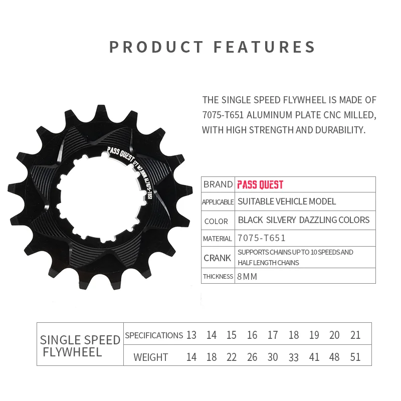 PASS QUEST Single speed freewheel and spacer For shimano8/9/10speed Soil Slope Bicycle Sstreet Climbing Bicycle Black/Silver