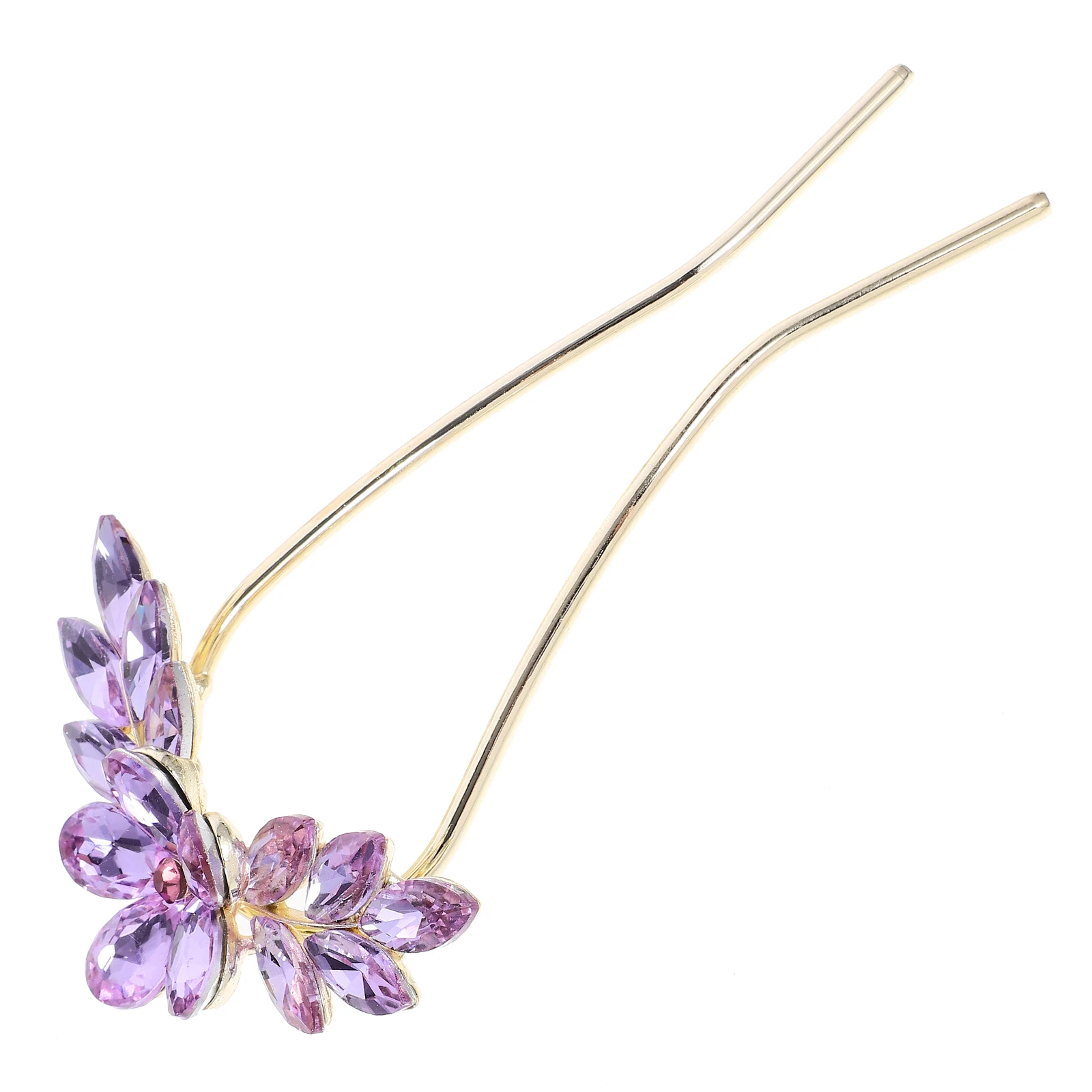

U Shaped Rhinestone Hairpin for Women Purple Bridal Hair Accessories Wedding Clips Chignon Pins Updo Bun Decorations