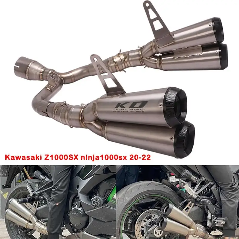 Four-Outlet Exhaust Pipe For Kawasaki Z1000SX Ninja1000SX 20-22 Motorcycle Exhaust System Muffler Header Mid Tube Titanium Alloy