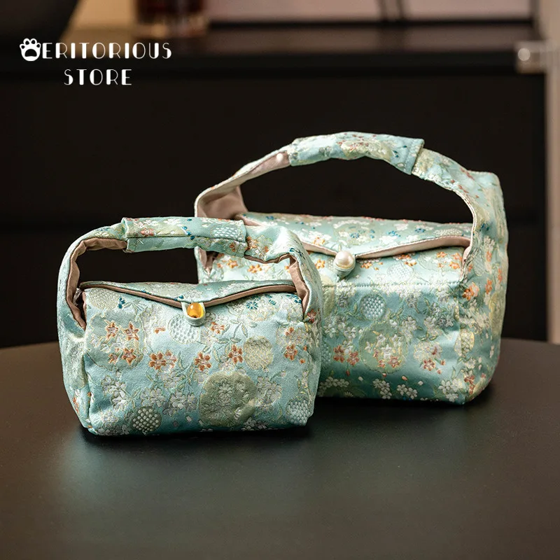 

Зеленый гвоздиковый чай, уютная парчовая чайная сумка для женщин, дорожный чайный сервиз, портативная сумка для хранения, сумка для чайной церемонии для кемпинга