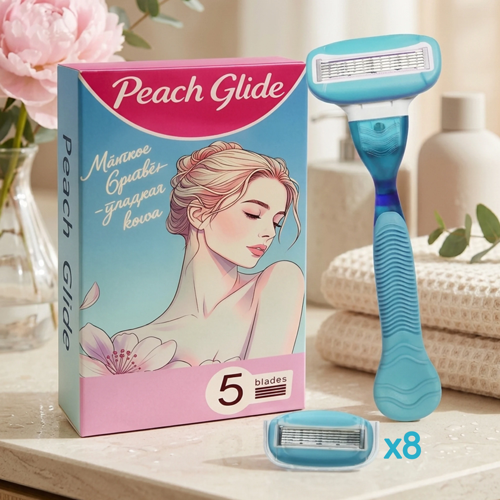 Women's Manual Razor 5-Blade Anti-Irritation Sensitive Skin Smooth Shaver for Legs Underarms Bikini Line Ladies Hair Removal