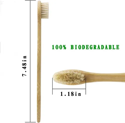 Imagen 2 del producto 10 Uds. Cepillos de dientes de bambú con cerdas de jabalí, cepillos de dientes ecológicos para adultos, cepillo de dientes de madera biodegradable para el cuidado bucal