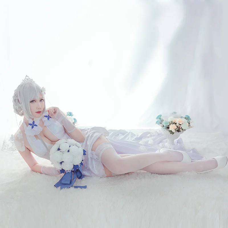 Game Azur Lane Illustrious Cosplay Costume Summer Formal Dress Halloween Carnival Uniforms Deluxe Wedding Dress Custom Made