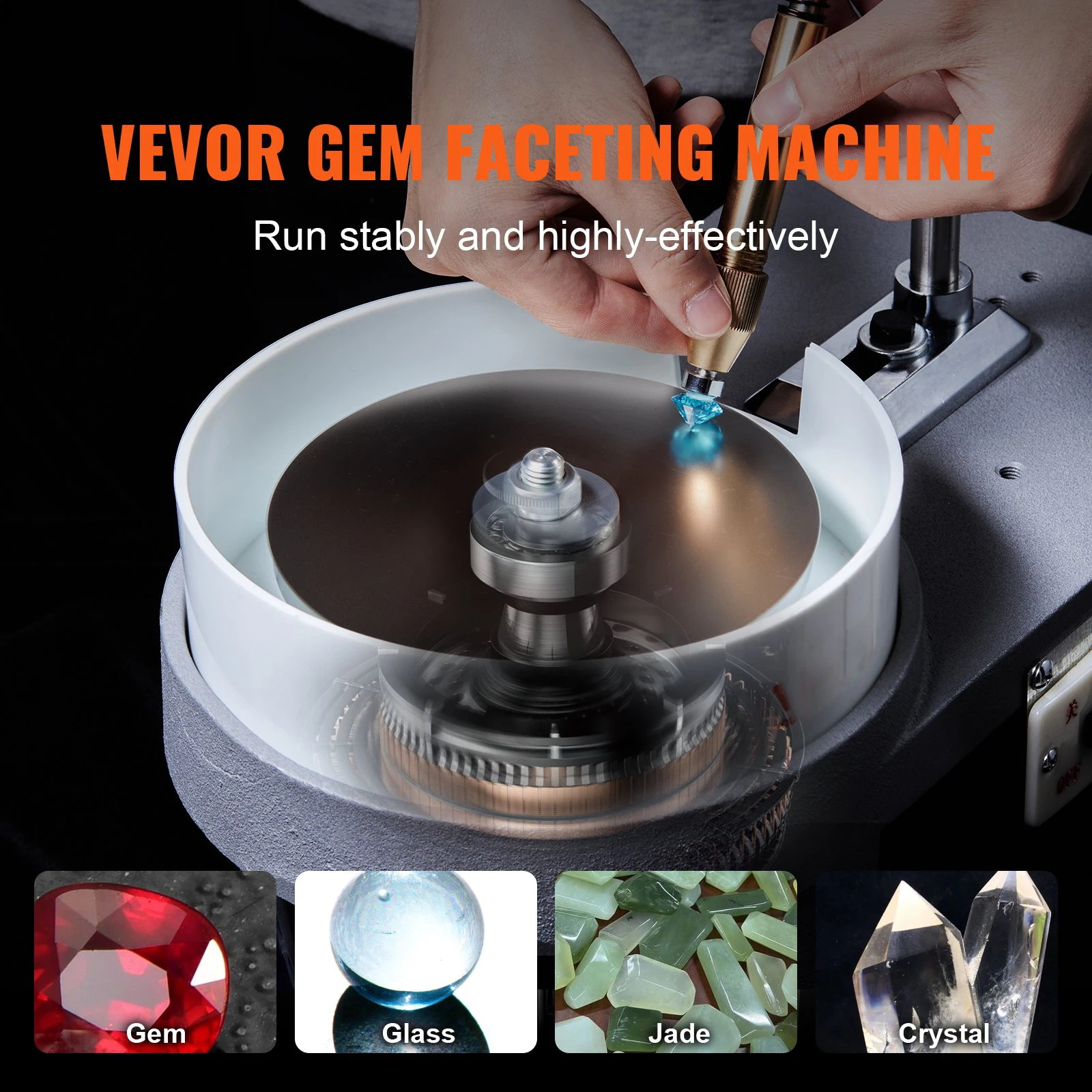 Grinding Polishing Machine 180W 110V Jewel Polisher with Faceted Manipulator Bag of Triangle Abrasive for Jewelry Polisher