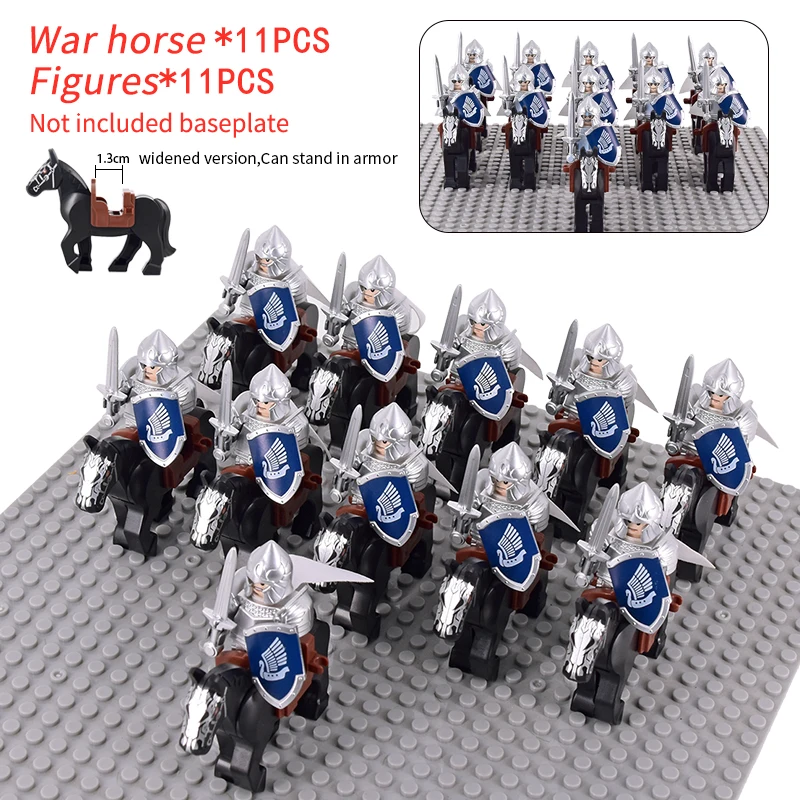 MOC Uruk-hai Orc Army Group Orcus Figures with Grey Wolf Mount Model Building Blocks LOTR Bricks Medieval Toys for Children gift