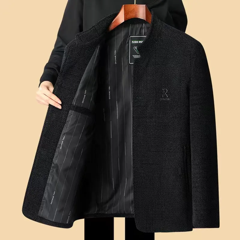 

Button-Up Shaanell Jacket Business Casual Mid-aged Men's Coat Spring Autumn New Style Warm Standard Fit Woolen Coat