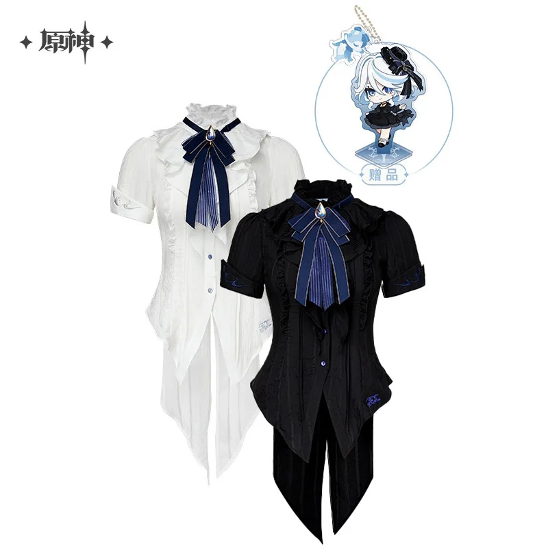 

2025 Genshin Impact Official Merch miHoYo Original Furina Theme Series Short-sleeved Waist Shirt