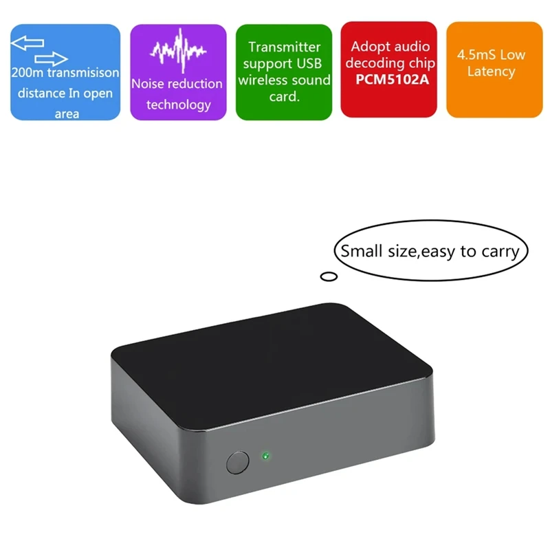 200m uhf alta fidelidade digital transmissor sem fio receptor de áudio estéreo adaptador música transceptor para ipad portátil