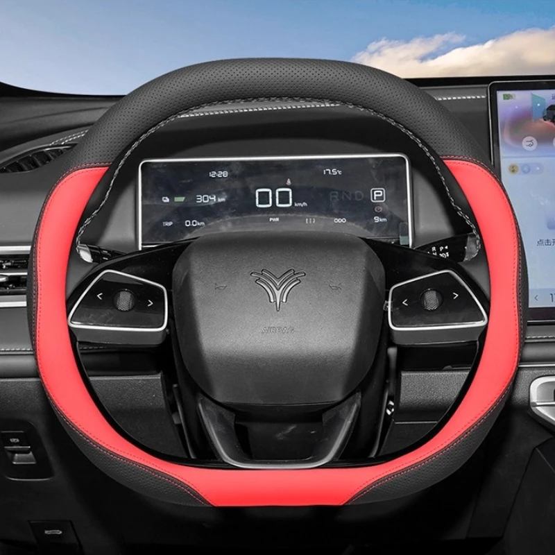 

For Neta L X S GT U Ultrathin Nappa Leather Steering Wheel Cover Four Season Universal Anti Slip Car Interior Accessories