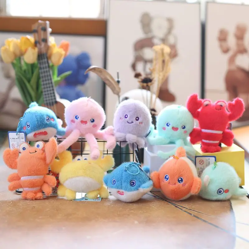 Turtle Ocean Animal Plush Keychain Octopus Starfish Plush Whale Keychain PP Cotton Simulation Animal Whale Small Pendant