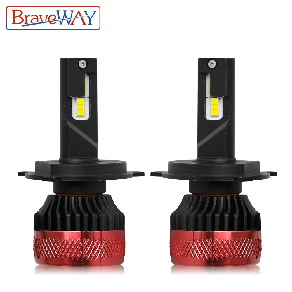 BraveWAY Super Bright LED Light Bulbs H1 H4 H11 H7 LED Headlight Bulbs for Car H4 LED Canbus 12V/24V 100W 6000K 25000LM