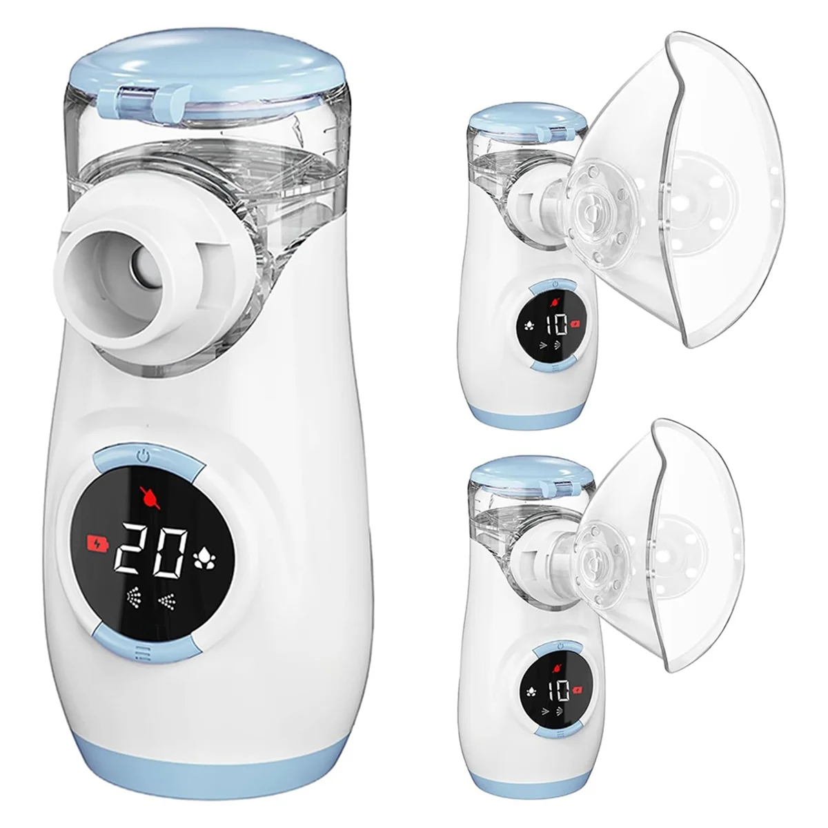 Portable Nebulizer with Intuitive LED Interface and Auto-Cleaning, Handheld Portable Mesh Nebulizer for Home Blue