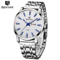 Benyar For Men's Watch Japan Miyota Quartz Movement Casual Male Wristwatch Auto Date Luminoous Hands Waterproof New Business